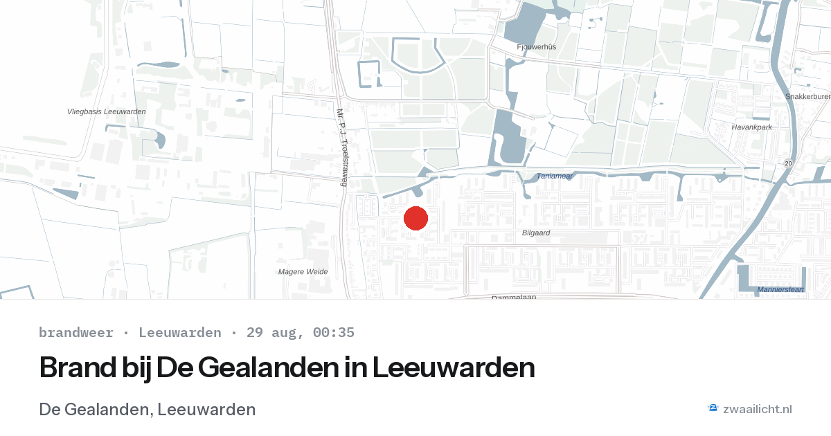 Brand bij De Gealanden in Leeuwarden — 28 aug 2026