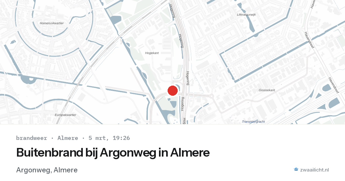 Buitenbrand bij Argonweg in Almere — 5 mrt 2026