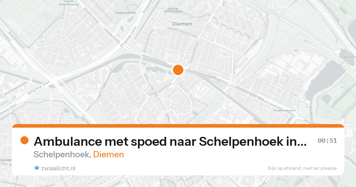 Ambulance met spoed naar Schelpenhoek in Diemen — 18 aug 2026