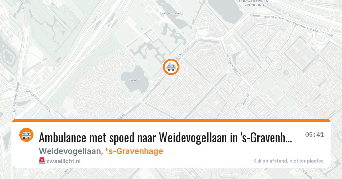 Ambulance met spoed naar Weidevogellaan in 's-Gravenhage — 13 aug 2026