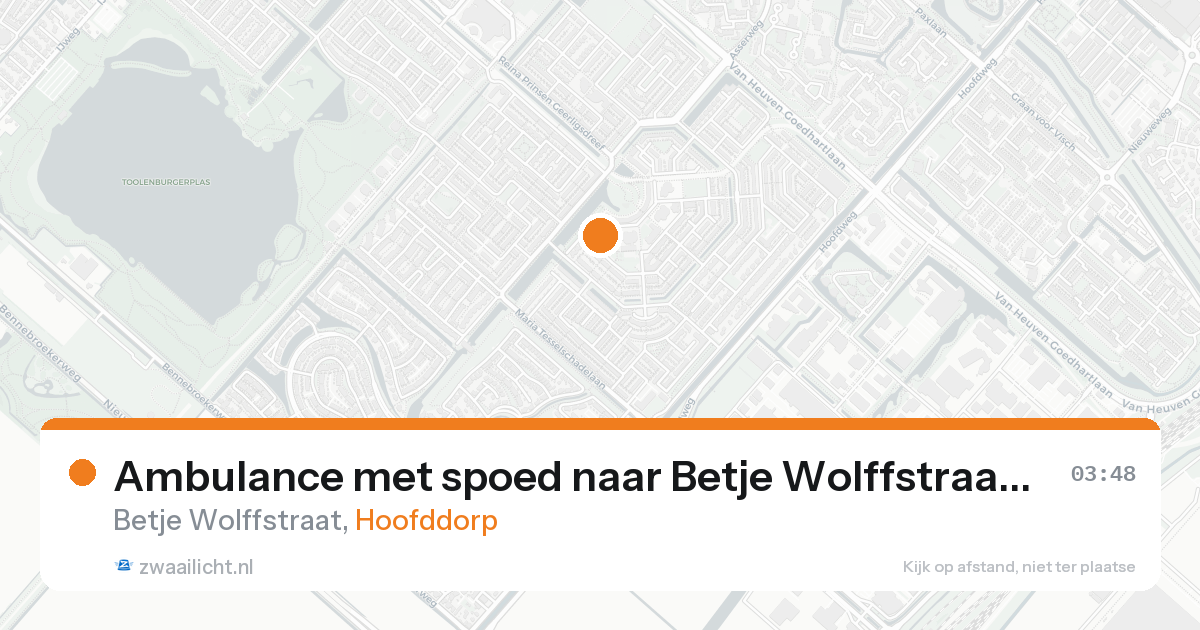 Ambulance met spoed naar Betje Wolffstraat in Hoofddorp — 26 aug 2026