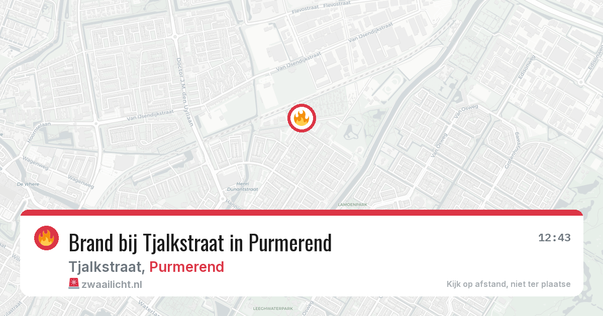 Brand bij Tjalkstraat in Purmerend — 11 aug 2026