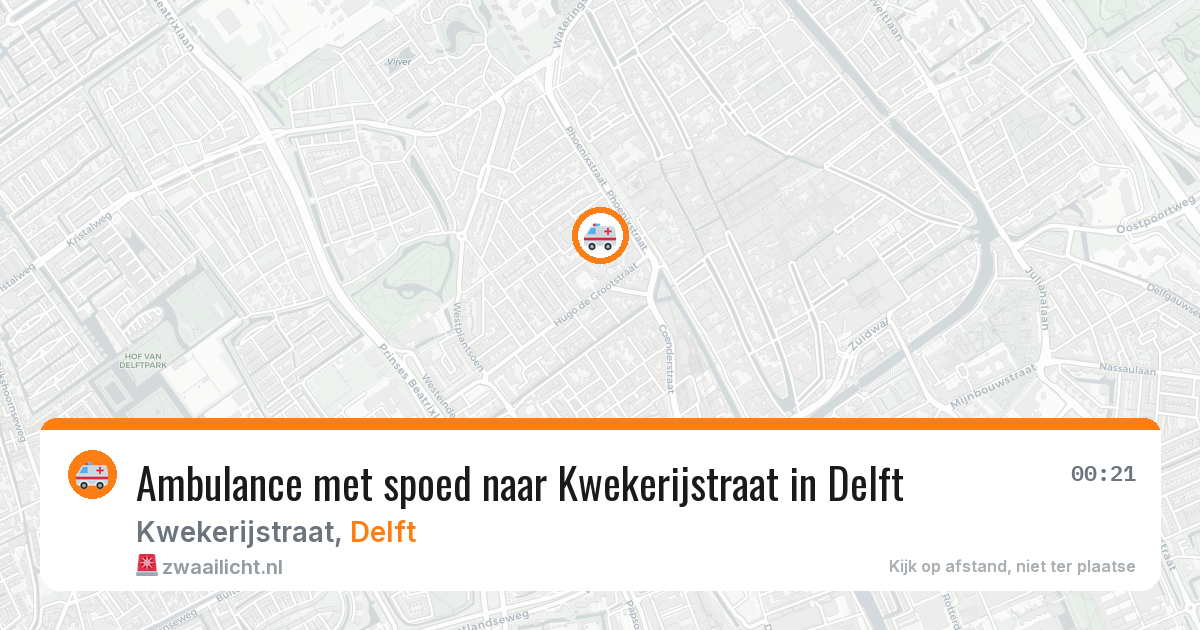Ambulance met spoed naar Kwekerijstraat in Delft — 12 aug 2026