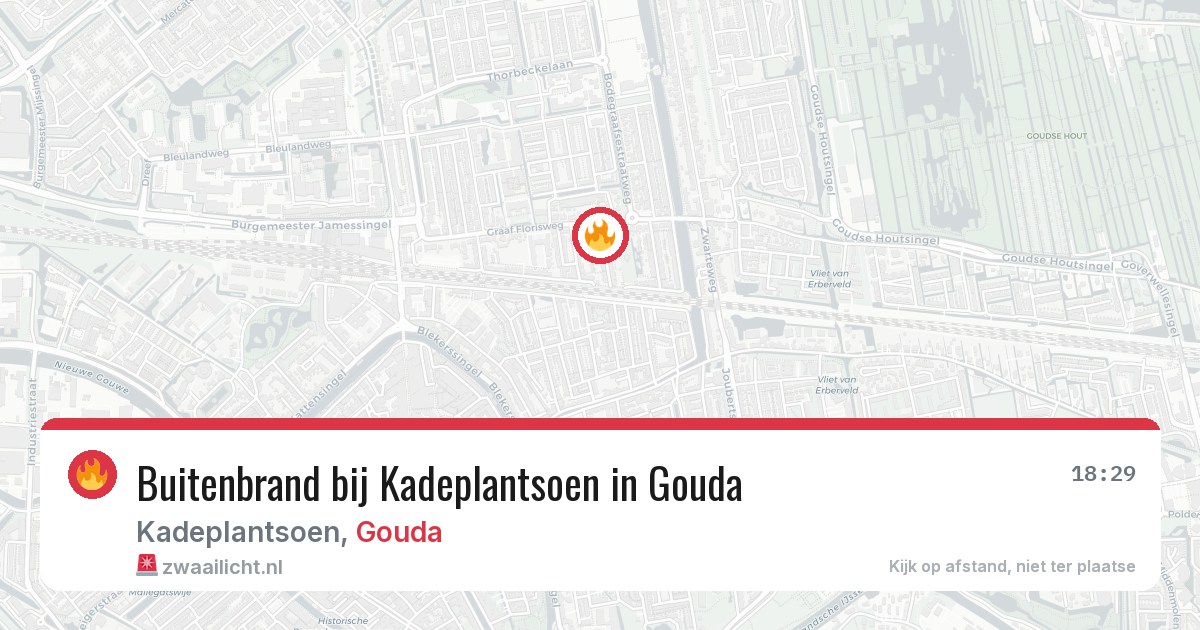 Buitenbrand bij Kadeplantsoen in Gouda — 28 jun 2026