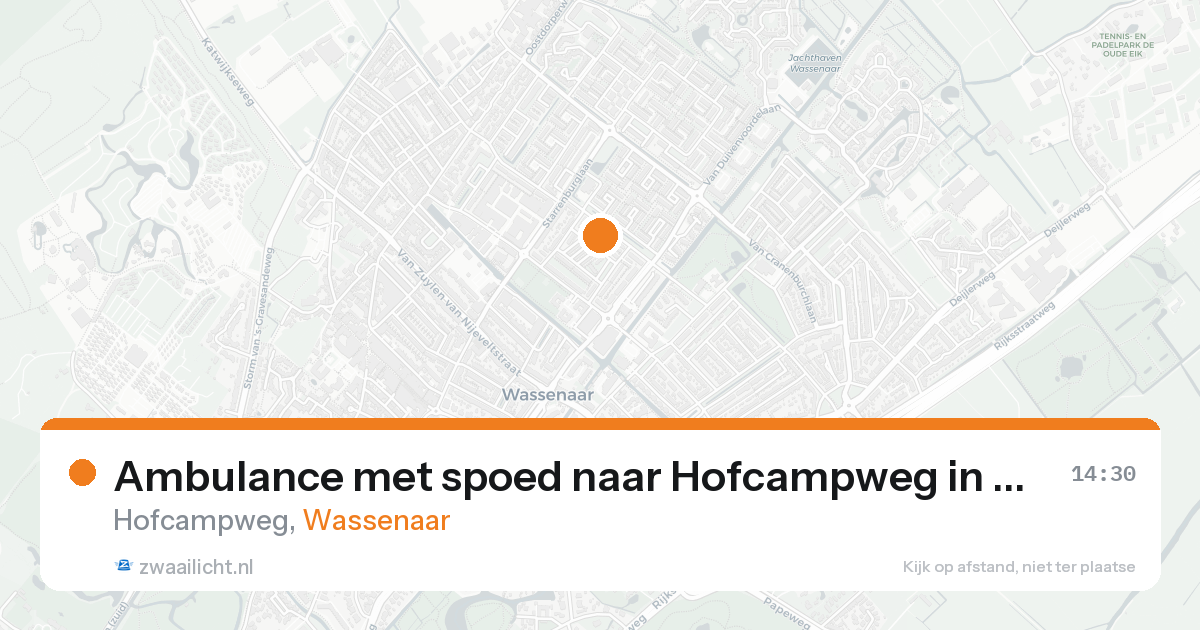 Ambulance met spoed naar Hofcampweg in Wassenaar — 16 aug 2026