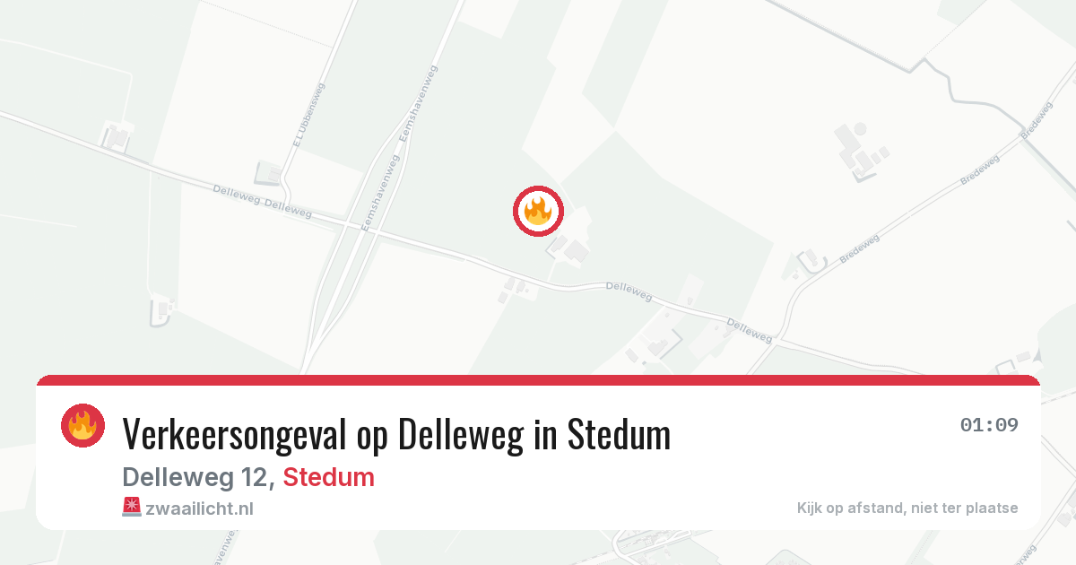 Verkeersongeval op Delleweg in Stedum — 14 feb 2026