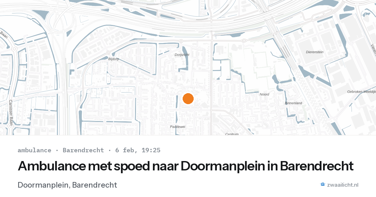 Ambulance met spoed naar Doormanplein in Barendrecht — 6 feb 2026