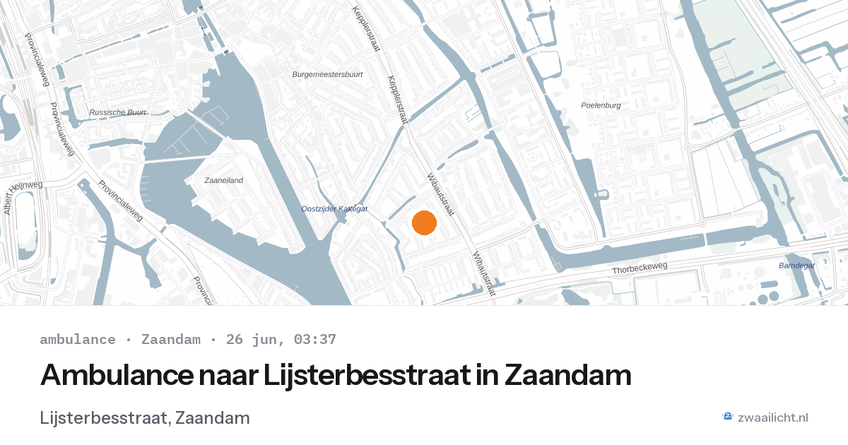 Ambulance naar Lijsterbesstraat in Zaandam — 26 jun 2026
