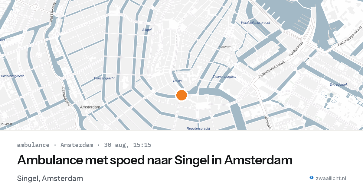 Ambulance met spoed naar Singel in Amsterdam — 30 aug 2026