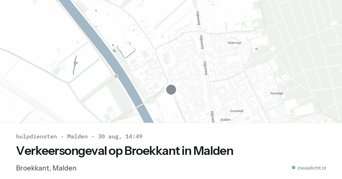 Verkeersongeval op Broekkant in Malden — 30 aug 2026