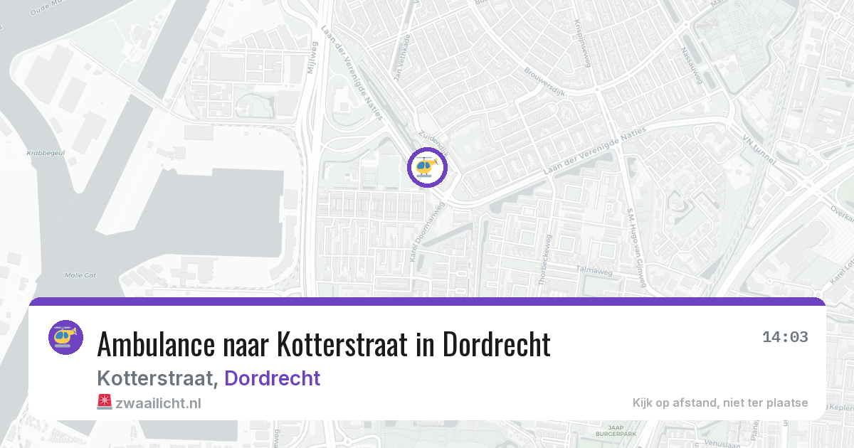 Ambulance naar Kotterstraat in Dordrecht — 21 jul 2026