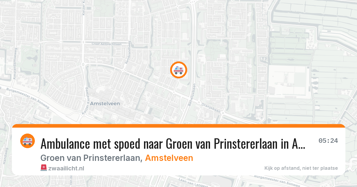 Ambulance met spoed naar Groen van Prinstererlaan in Amstelveen — 24 mrt 2026