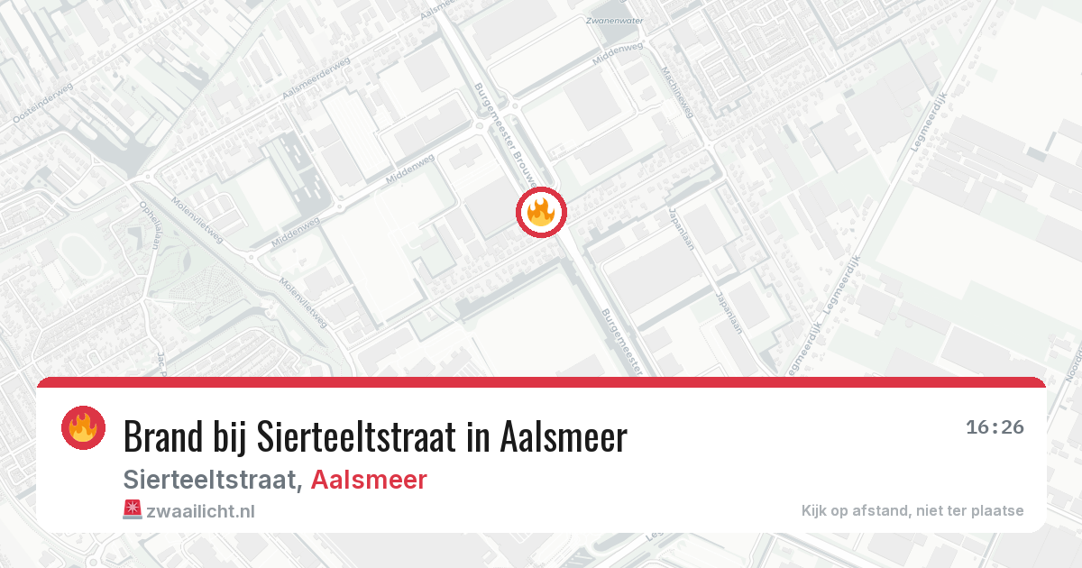Brand bij Sierteeltstraat in Aalsmeer — 19 feb 2026