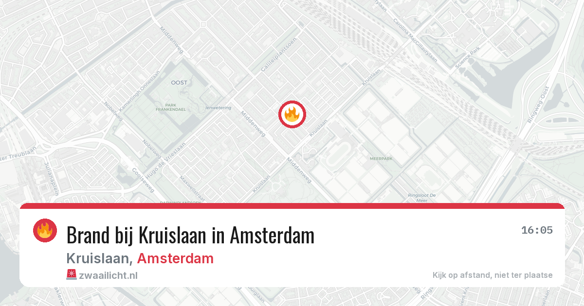 Brand bij Kruislaan in Amsterdam — 14 aug 2026