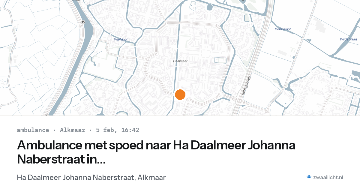 Ambulance met spoed naar Ha Daalmeer Johanna Naberstraat in Alkmaar — 5 feb 2026