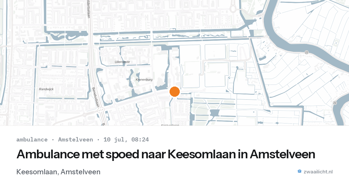 Ambulance met spoed naar Keesomlaan in Amstelveen — 10 jul 2026