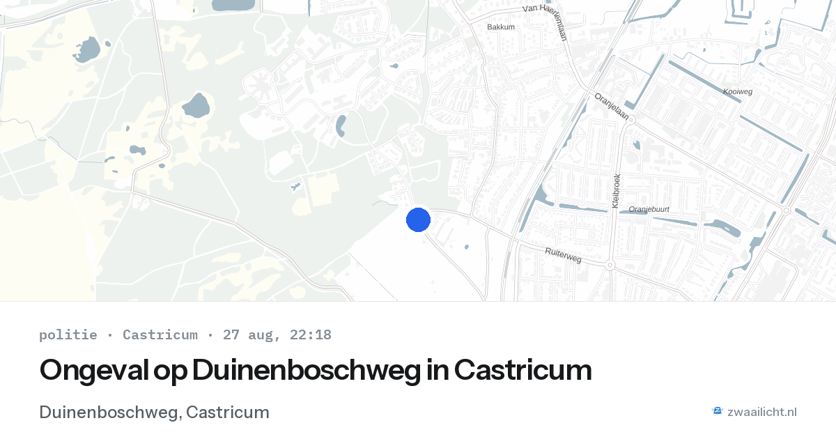 Ongeval op Duinenboschweg in Castricum — 27 aug 2026