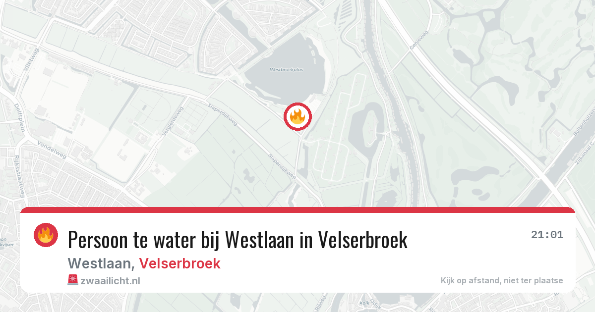 Persoon te water bij Westlaan in Velserbroek — 15 jul 2026