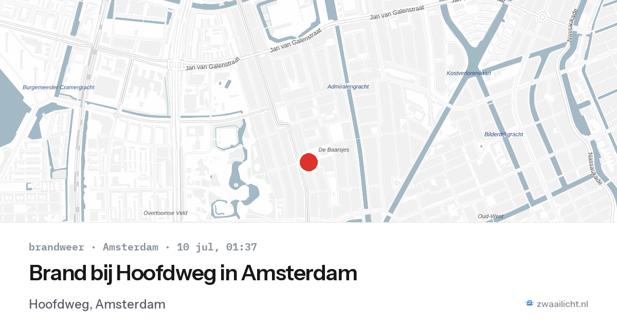 Brand bij Hoofdweg in Amsterdam — 9 jul 2026