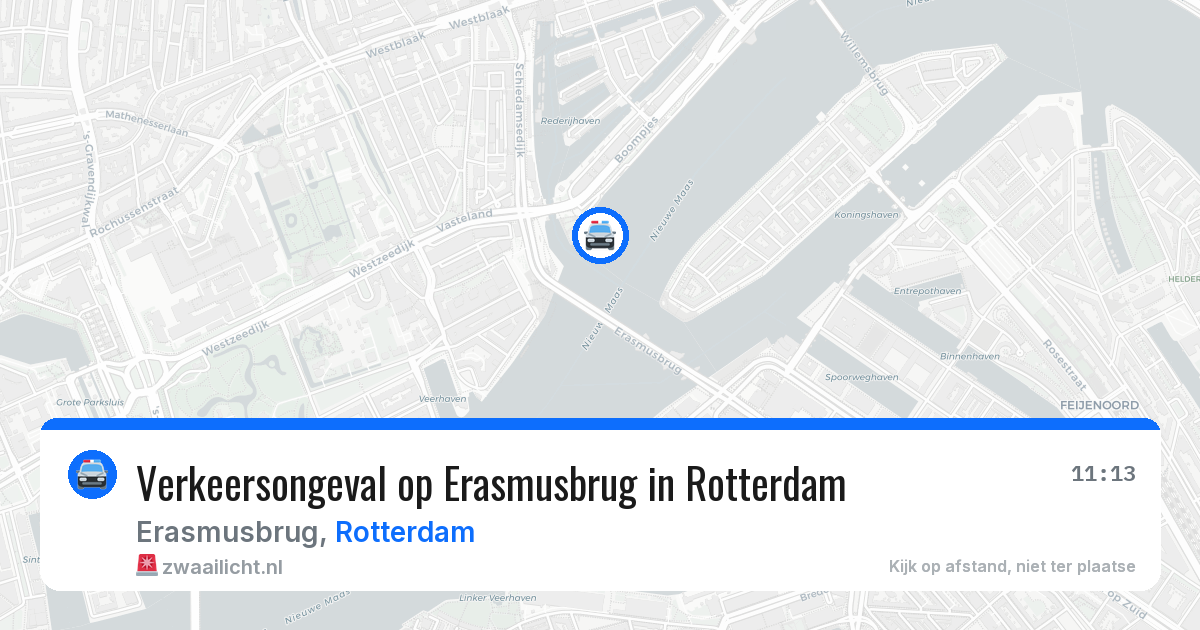 Verkeersongeval op Erasmusbrug in Rotterdam — 22 jul 2026