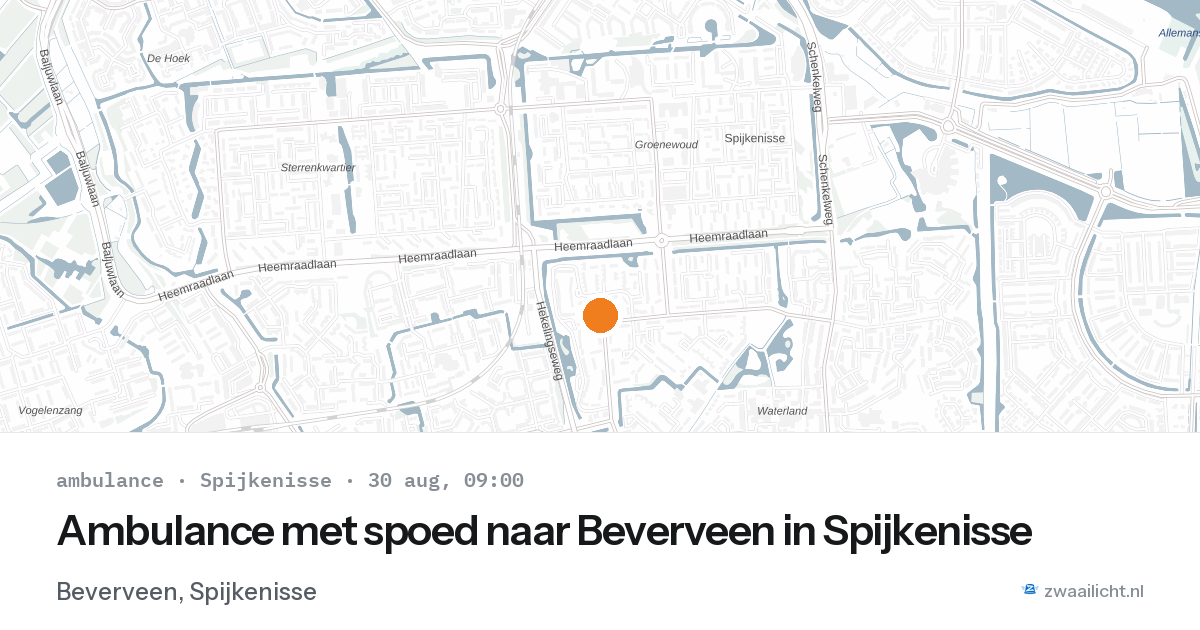 Ambulance met spoed naar Beverveen in Spijkenisse — 30 aug 2026