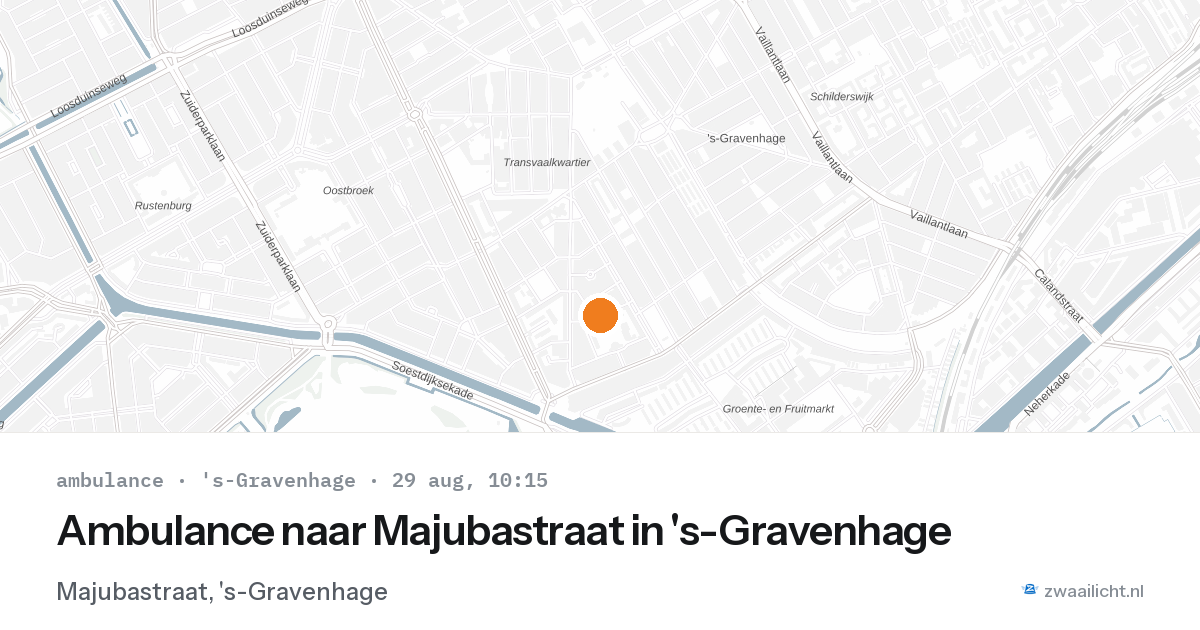Ambulance naar Majubastraat in 's-Gravenhage — 29 aug 2026