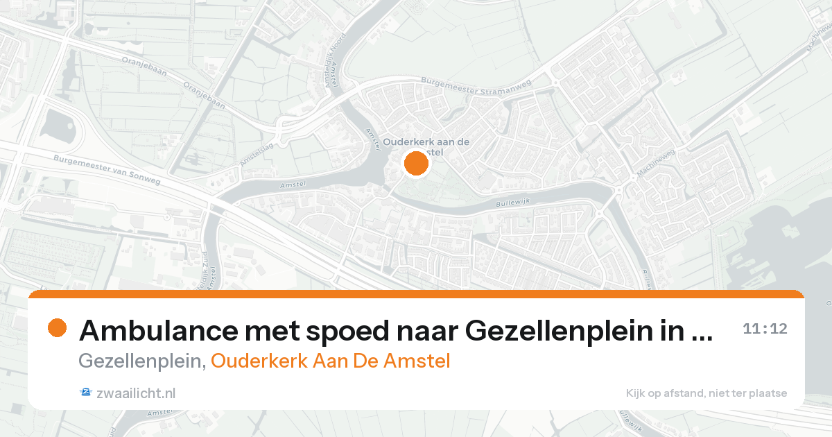 Ambulance met spoed naar Gezellenplein in Ouderkerk Aan De Amstel — 31 mei 2026