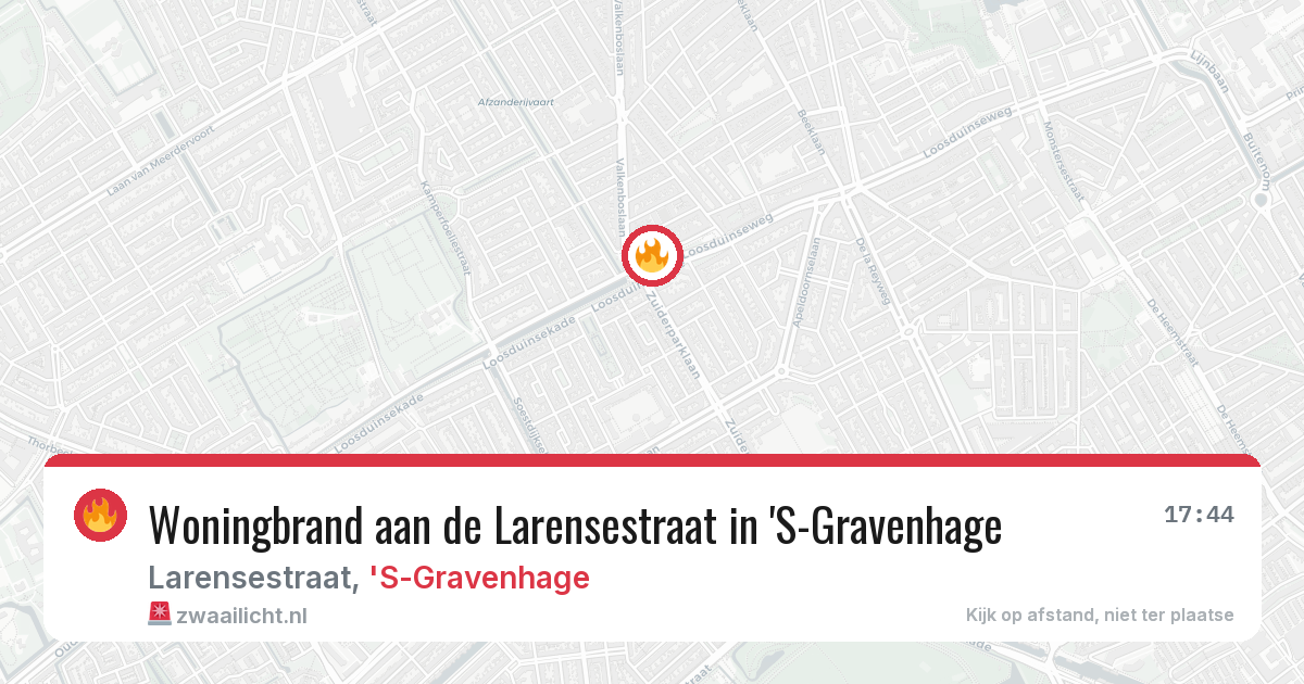 Woningbrand aan de Larensestraat in 'S-Gravenhage — 14 aug 2026