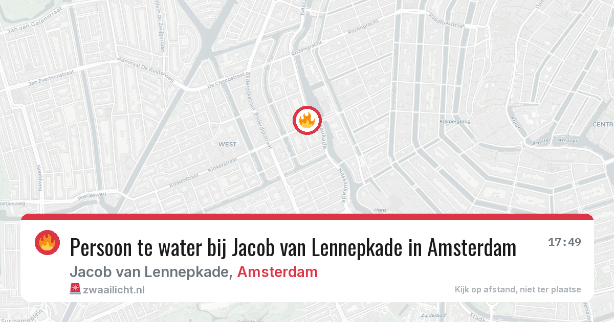 Persoon te water bij Jacob van Lennepkade in Amsterdam — 23 apr 2026