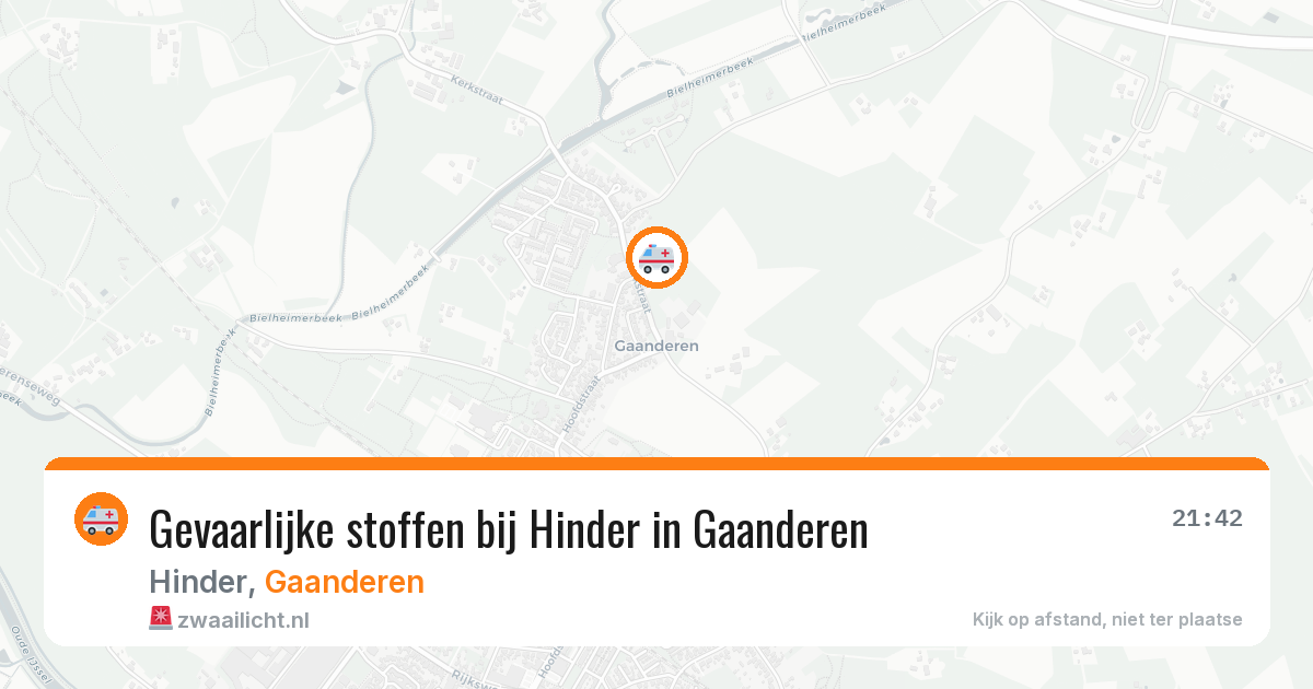 Gevaarlijke stoffen bij Hinder in Gaanderen — 17 jul 2026