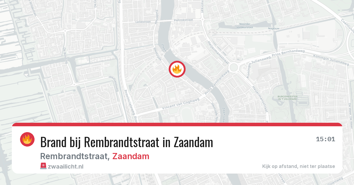 Brand bij Rembrandtstraat in Zaandam — 24 jun 2026