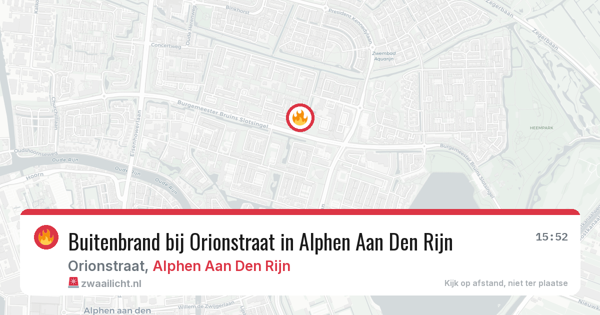 Buitenbrand bij Orionstraat in Alphen Aan Den Rijn — 29 jul 2026