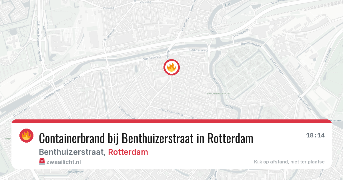 Containerbrand bij Benthuizerstraat in Rotterdam — 19 mrt 2026