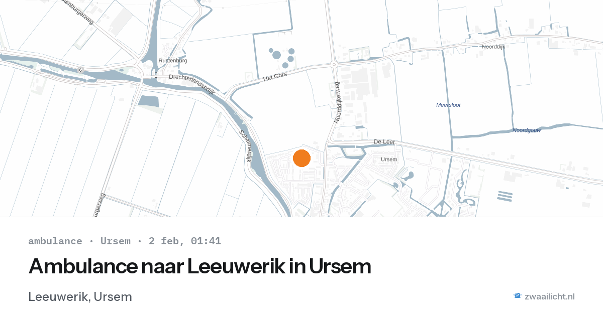 Ambulance naar Leeuwerik in Ursem — 2 feb 2026