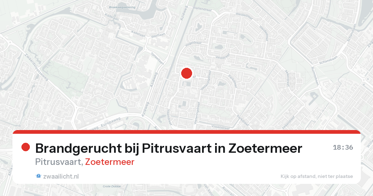 Brandgerucht bij Pitrusvaart in Zoetermeer — 25 aug 2026