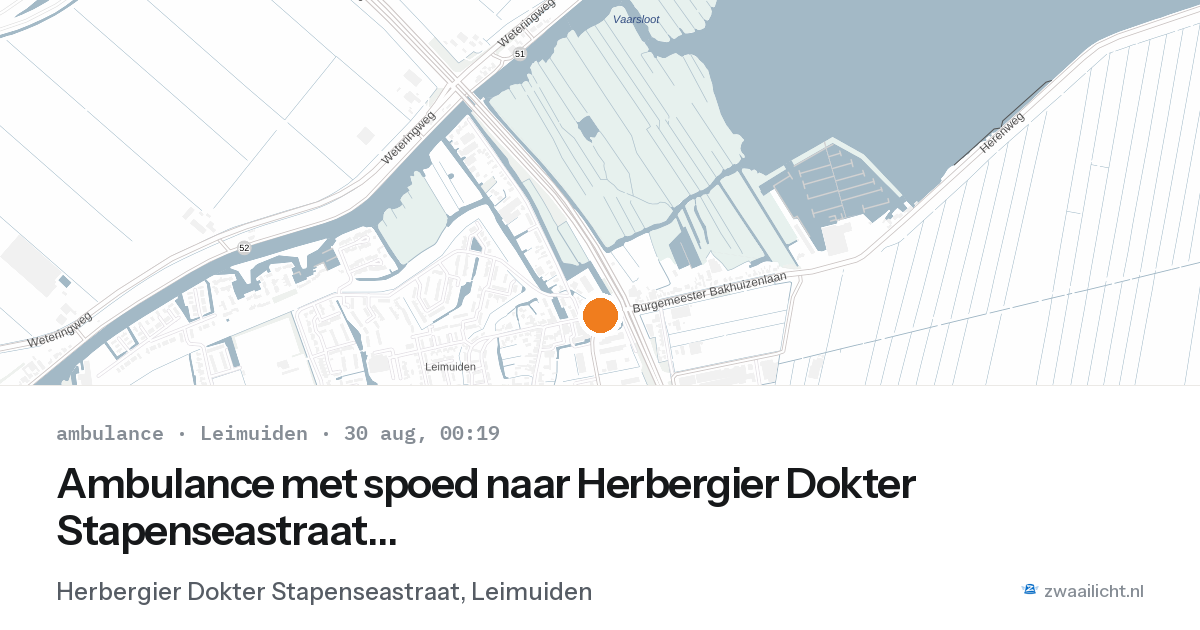 Ambulance met spoed naar Herbergier Dokter Stapenseastraat in Leimuiden — 29 aug 2026