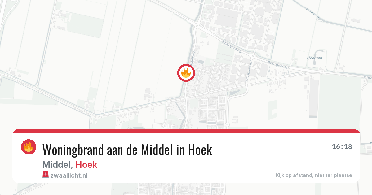 Woningbrand aan de Middel in Hoek — 16 mrt 2026