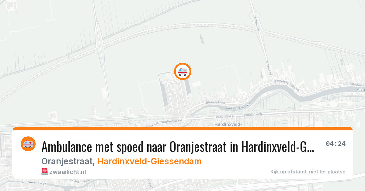 Ambulance met spoed naar Oranjestraat in Hardinxveld-Giessendam — 11 aug 2026