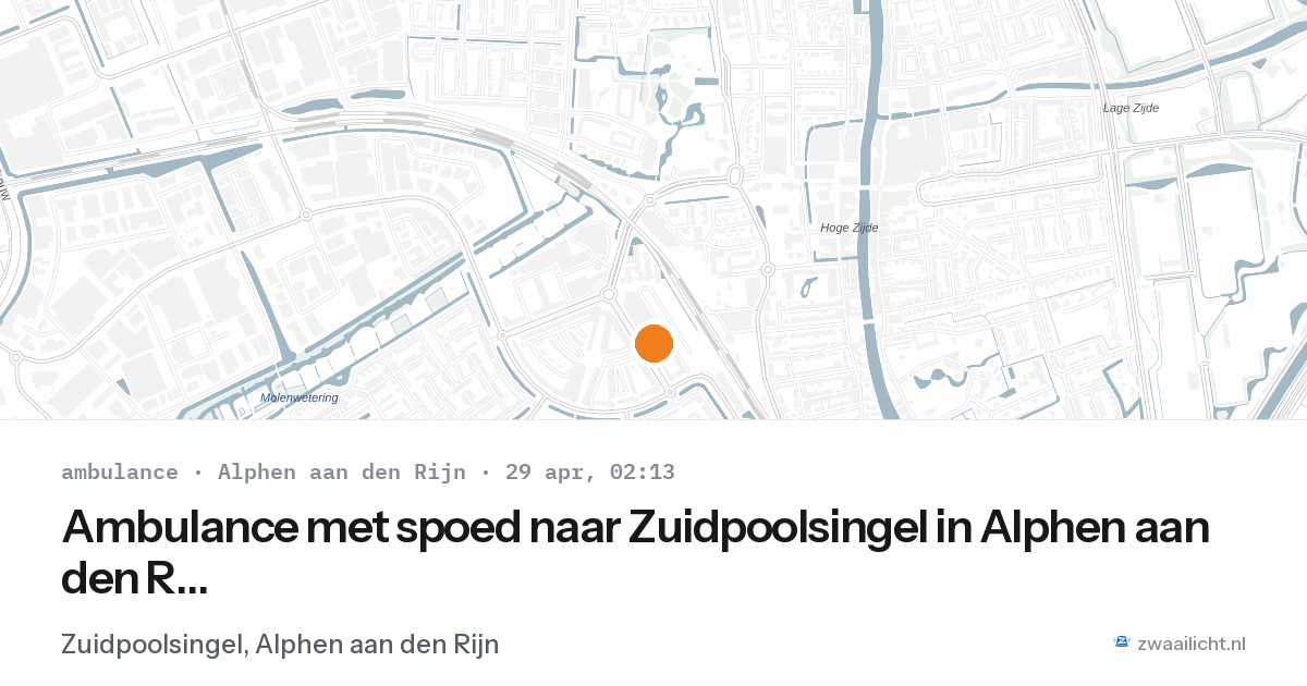 Ambulance met spoed naar Zuidpoolsingel in Alphen aan den Rijn — 29 apr 2026