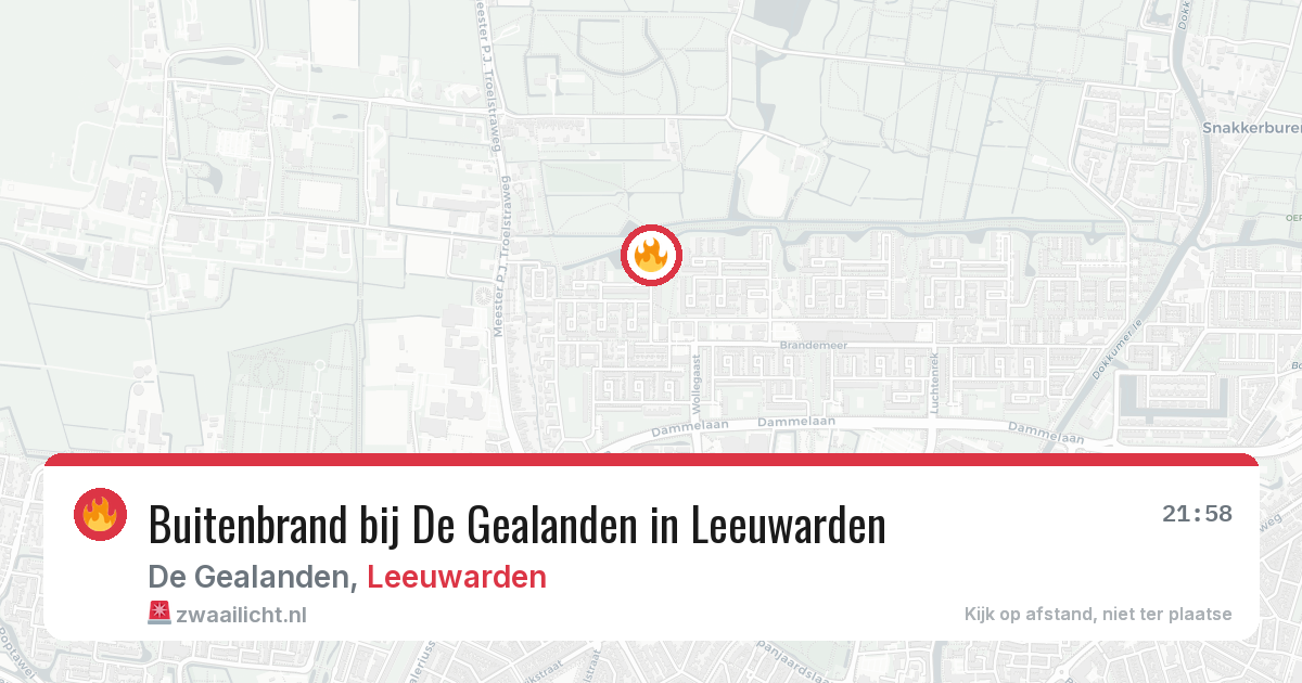 Buitenbrand bij De Gealanden in Leeuwarden — 13 jul 2026
