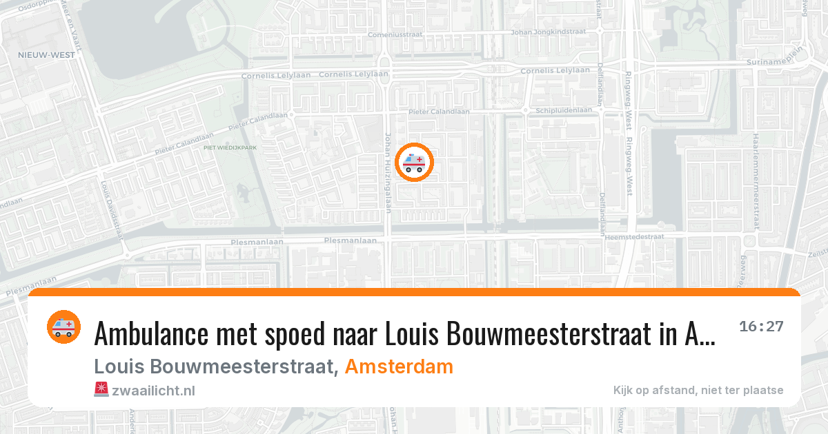 Ambulance met spoed naar Louis Bouwmeesterstraat in Amsterdam — 28 jun 2026