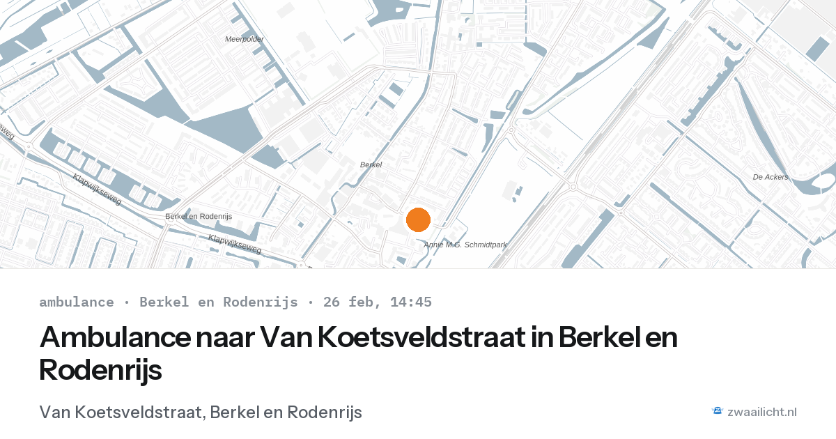 Ambulance naar Van Koetsveldstraat in Berkel en Rodenrijs — 26 feb 2026