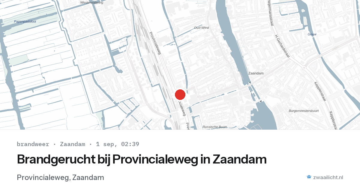 Brandgerucht bij Provincialeweg in Zaandam — 1 sep 2026