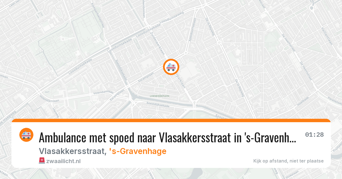 Ambulance met spoed naar Vlasakkersstraat in 's-Gravenhage — 28 jun 2026