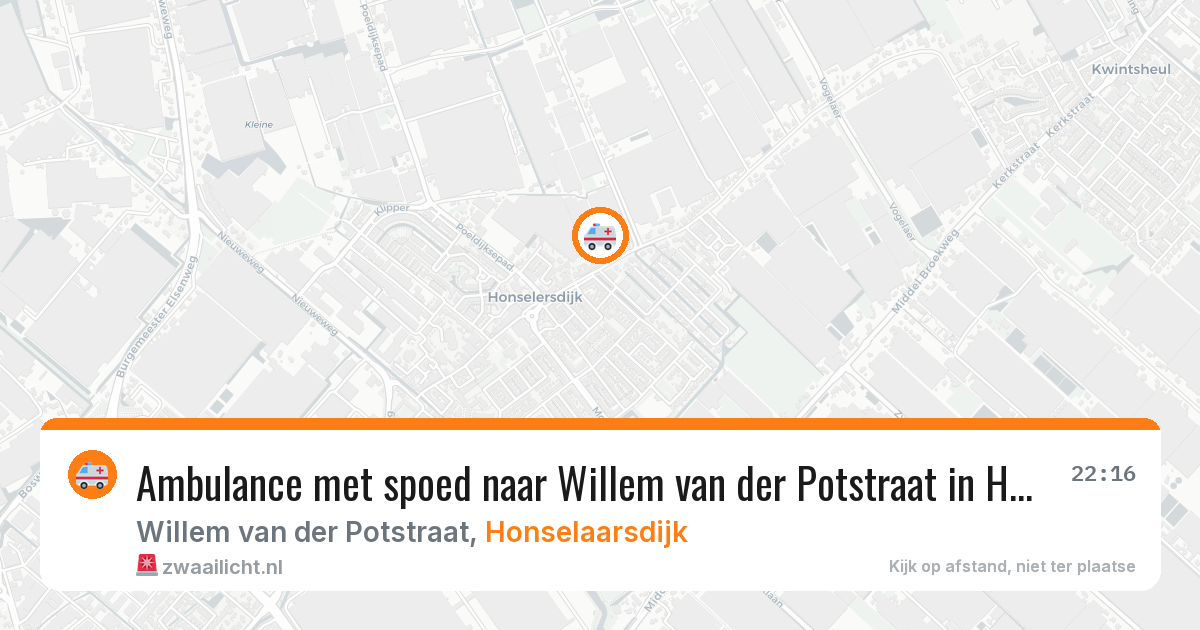 Ambulance met spoed naar Willem van der Potstraat in Honselaarsdijk — 12 aug 2026