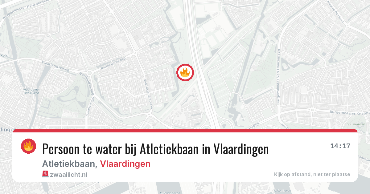 Persoon te water bij Atletiekbaan in Vlaardingen — 14 jun 2026