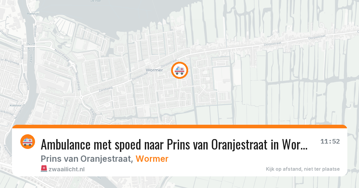 Ambulance met spoed naar Prins van Oranjestraat in Wormer — 18 jul 2026