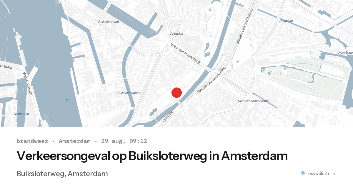 Verkeersongeval op Buiksloterweg in Amsterdam — 29 aug 2026