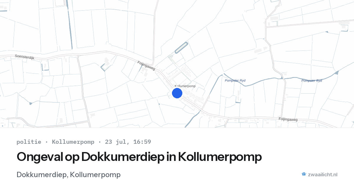 Ongeval op Dokkumerdiep in Kollumerpomp — 23 jul 2026