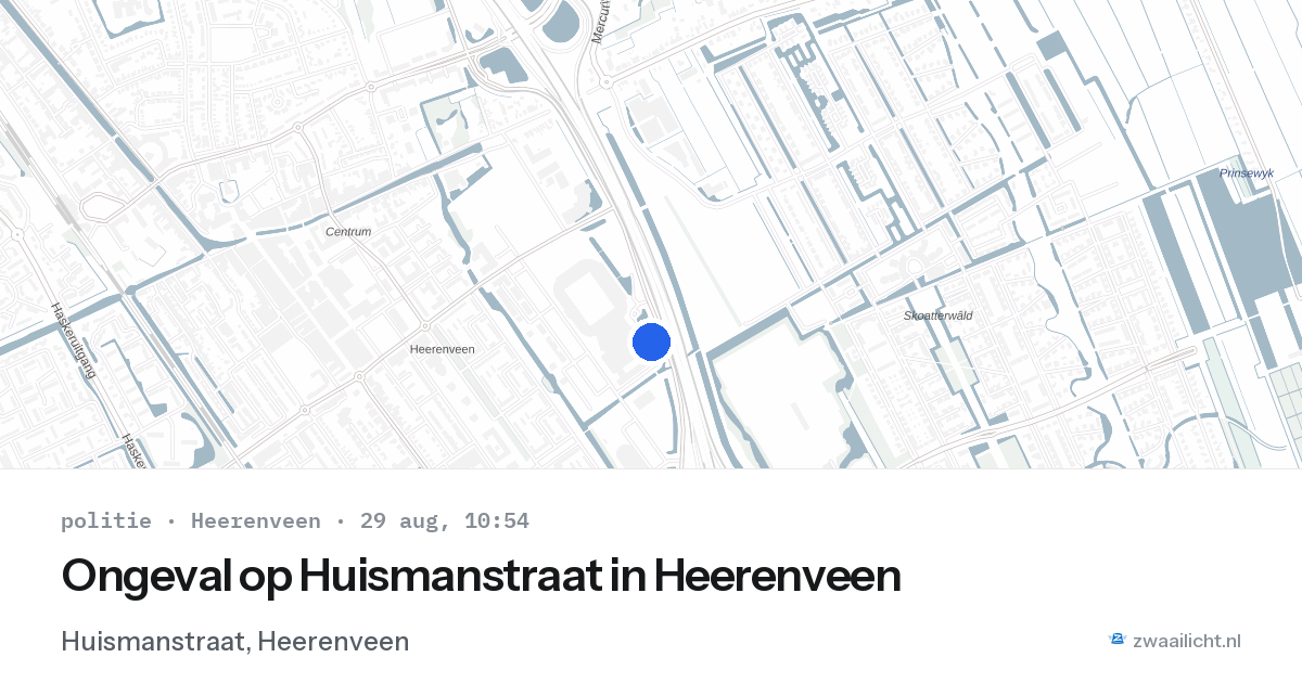 Ongeval op Huismanstraat in Heerenveen — 29 aug 2026